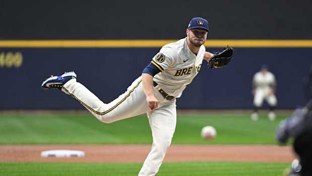 Oct 3, 2023; Milwaukee, Wisconsin, USA; Milwaukee Brewers starting pitcher Corbin Burnes (39) delivers a pitch against the Arizona Diamondbacks in the first inning during game one of the Wildcard series for the 2023 MLB playoffs at American Family Field. Mandatory Credit: Michael McLoone-USA TODAY Sports